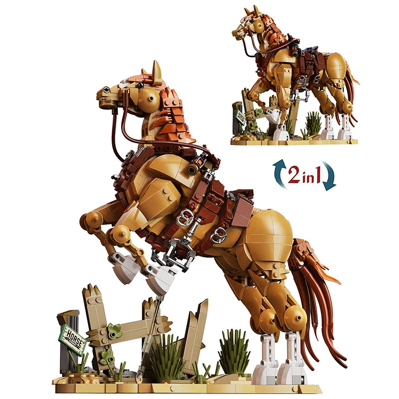 Horse Building Blocks Set – Wild Stallion MOC Animal Model