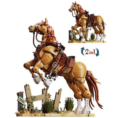 Horse Building Blocks Set – Wild Stallion MOC Animal Model