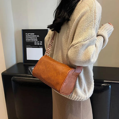 PU Leather Crossbody Bag for Women – Wide Strap Pillow Bag