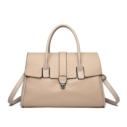 Snake Embossed Leather Tote Bag for Women – Large Shoulder Handbag