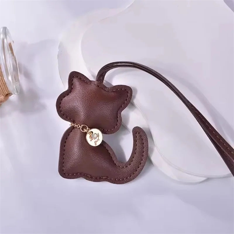 PU Leather Keychain Bag Charm Pendant – Cute Cat Star Design for Women