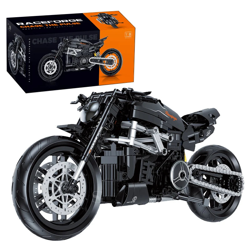RaceForge MOC Motorcycle Building Blocks Kit 1:8 Scale