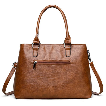 Women's Leather Tote Handbag – Top Handle Shoulder & Crossbody Bag