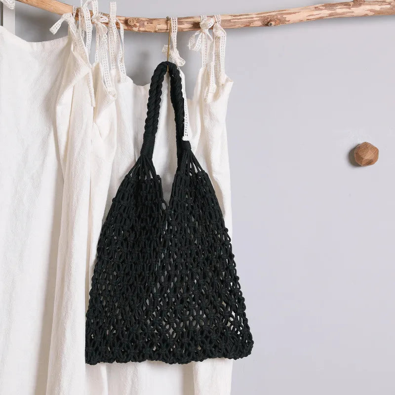 Straw Woven Beach Tote Bag – Large Hollow-Out Shoulder Handbag for Women