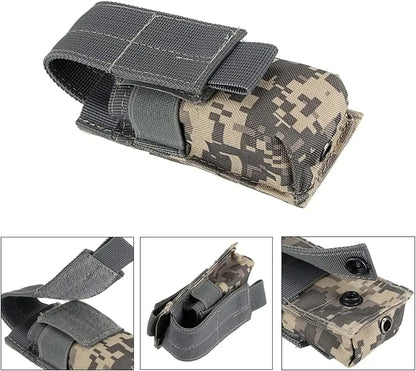 Tactical MOLLE Flashlight Pouch – Nylon EDC Tool & Knife Bag