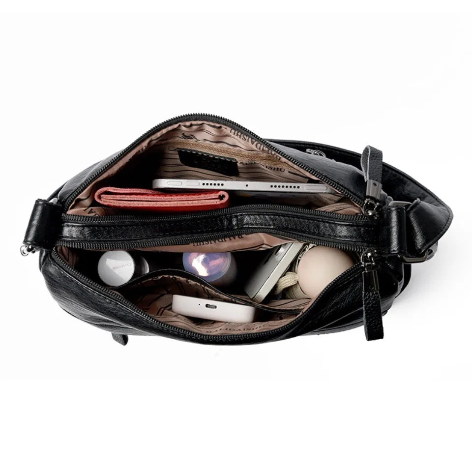 Crossbody Bag for Women – Soft PU Leather Shoulder Bag, 2-Layer