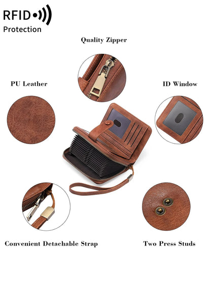 RFID Blocking Women's Large Capacity Retro Wallet – Multi-Card Organizer