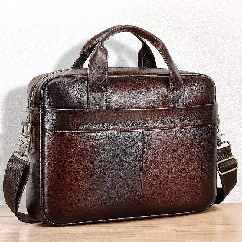 Genuine Leather Men's Briefcase – Business Laptop Bag