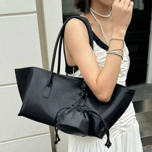 Genuine Leather 3-in-1 Women's Tote Bag – Large Capacity Shoulder Bag