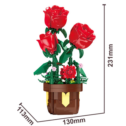 Flower Bouquet Building Blocks – Potted Plant Home Decor Set