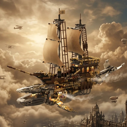 Steampunk Whale Airship MOC Building Set – 1979 Pieces