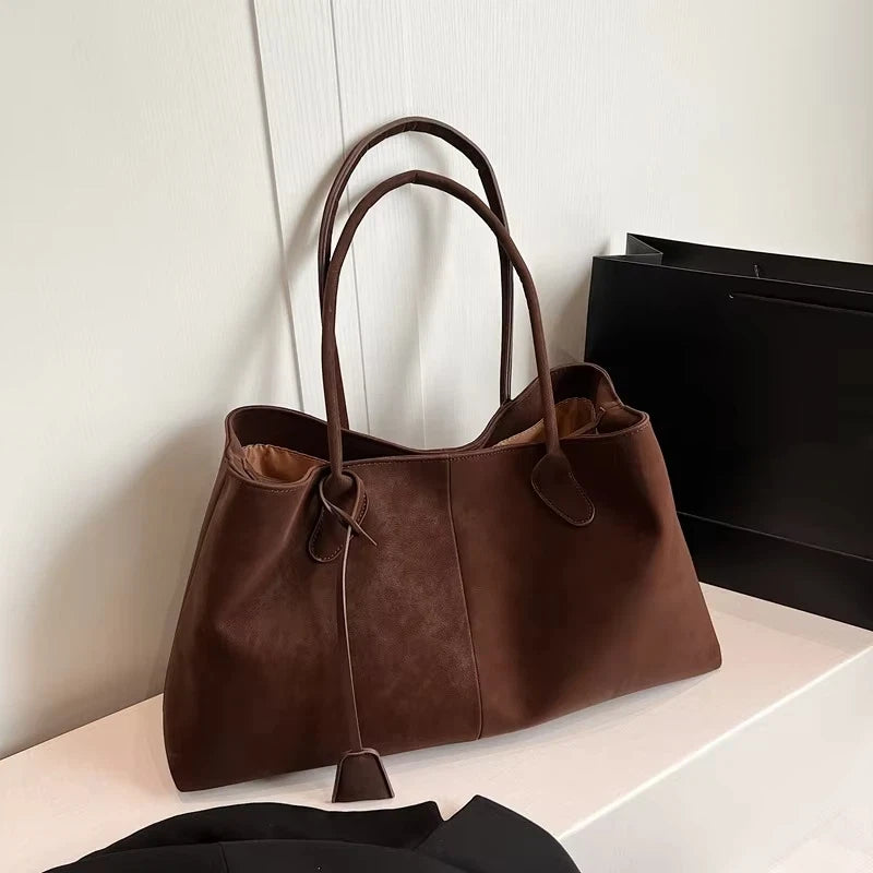 Large Capacity Suede Tote Bag – Vintage Casual Underarm Handbag