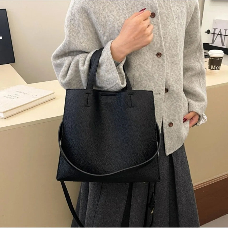 Pebbled Leather Tote Bag – Convertible Crossbody & Shoulder Bag