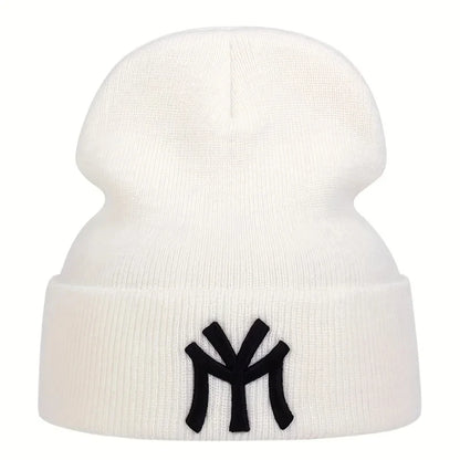 NY Embroidered Knit Beanie – Unisex Winter Hat