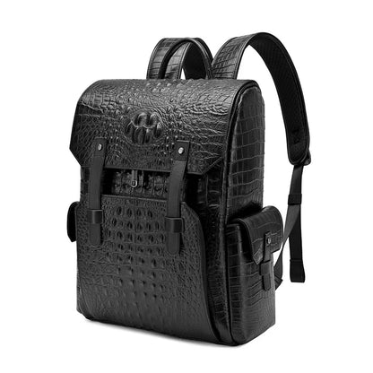 Crocodile Leather Men's Backpack – 16-Inch Laptop Bag