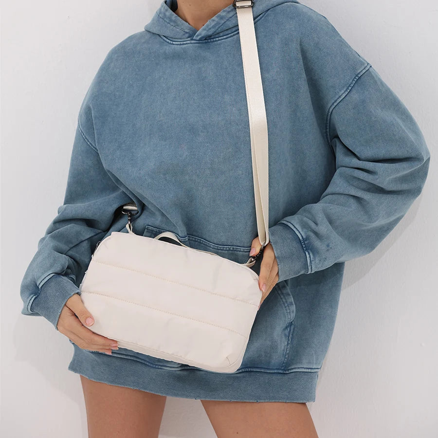 Casual Quilted Padded Square Shoulder Bags Creative Can Hold Kettle Outdoor Crossbody Bag