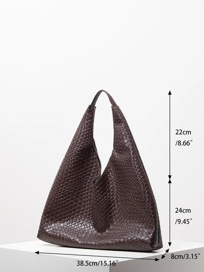 Woven Hobo Shoulder Bag – Minimalist Retro Tote for Women