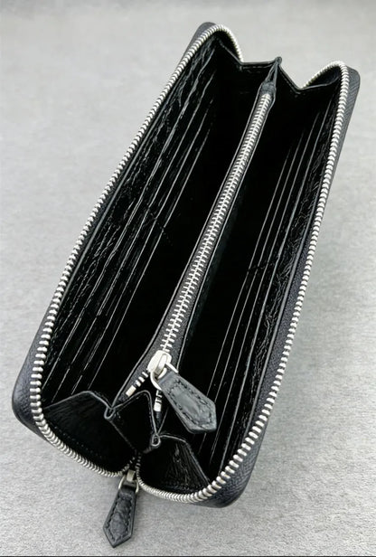 Crocodile Leather Long Wallet for Men – Zipper Clutch