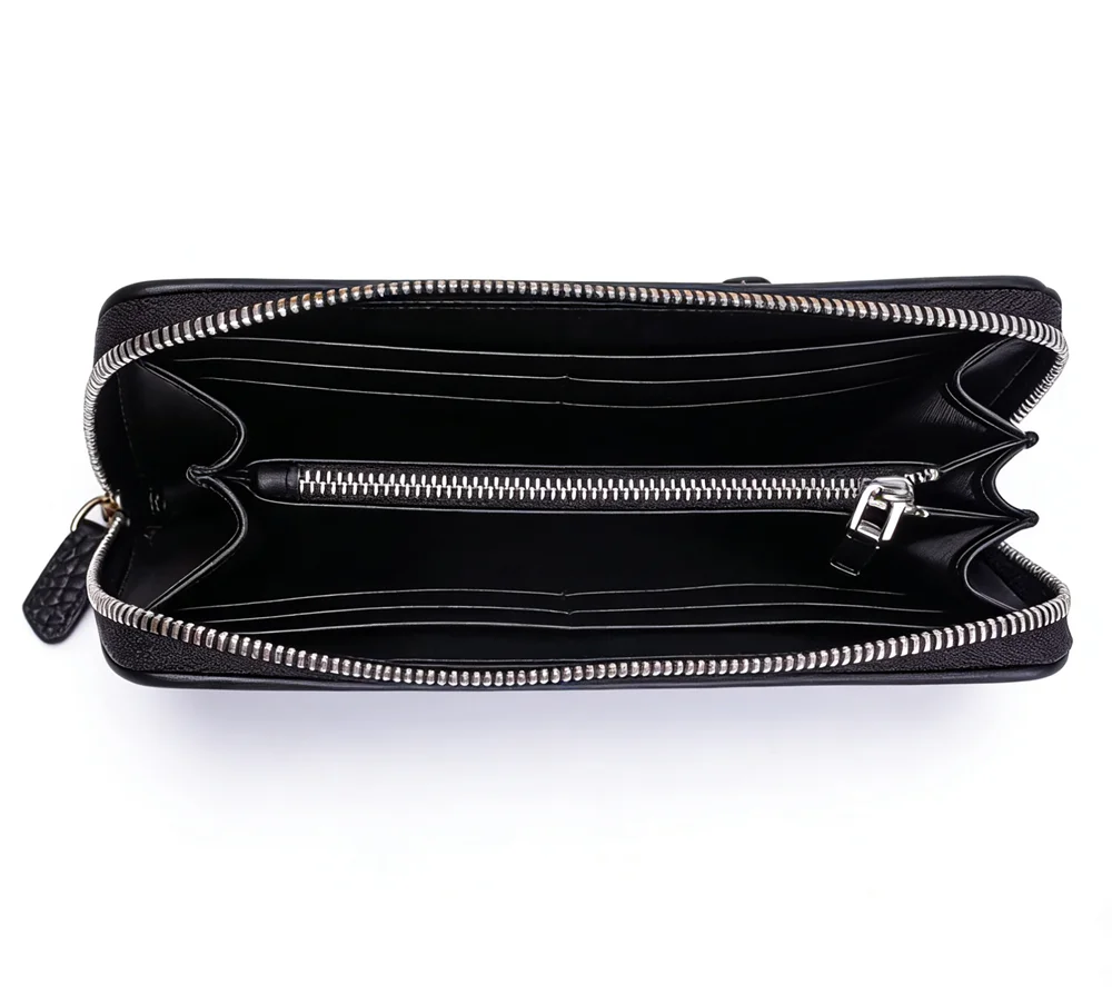 Crocodile Claw Leather Long Wallet – Men's Black Clutch Bag