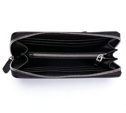 Crocodile Claw Leather Long Wallet – Men's Black Clutch Bag
