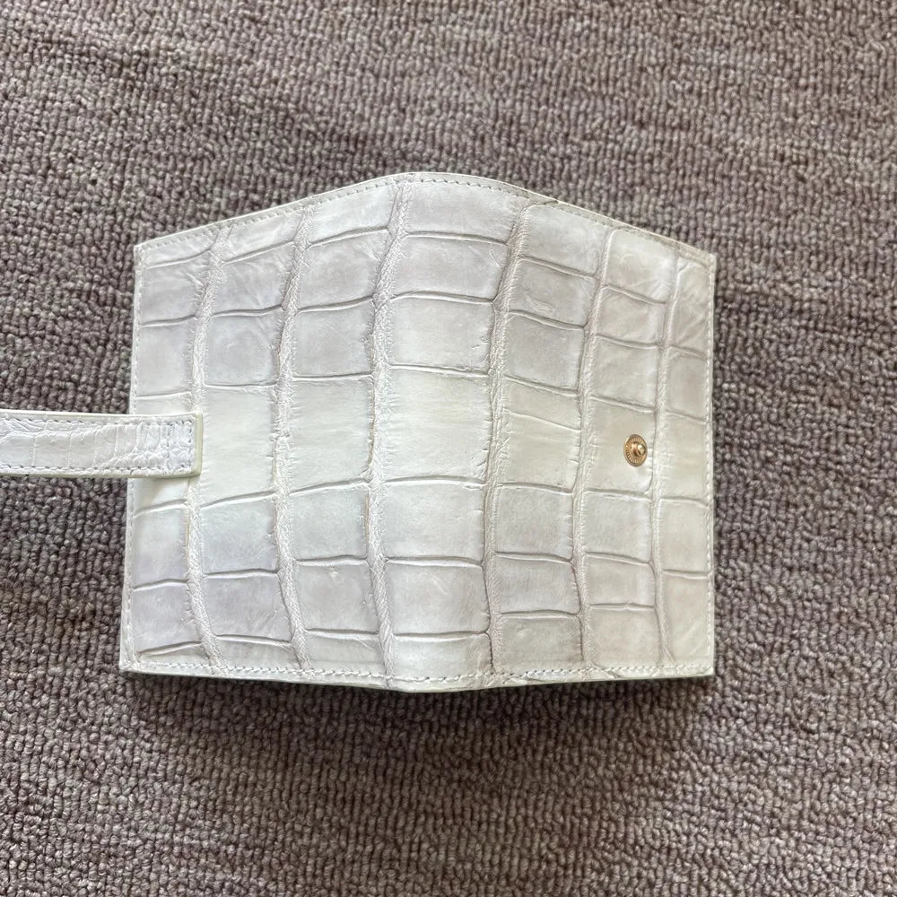 Himalayan White Crocodile Leather Women's Short Wallet