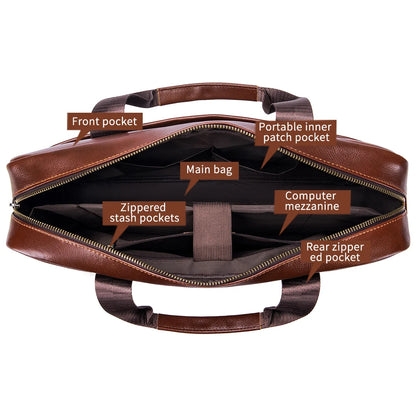 15-Inch Genuine Leather Men's Laptop Briefcase Bag