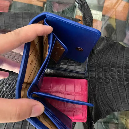 Crocodile Leather Short Wallet for Women – Multi-Color