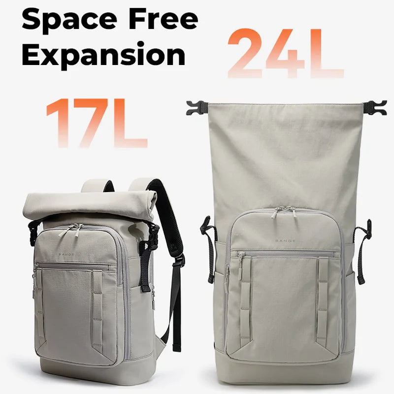 Bange Roll-Top Waterproof Backpack – Expandable 15.6" Laptop Bag for Men