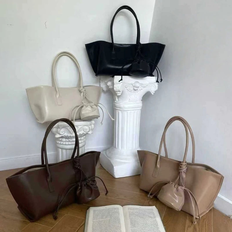 Genuine Leather 3-in-1 Women's Tote Bag – Large Capacity Shoulder Bag