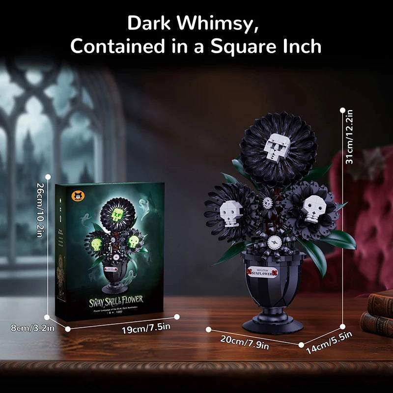 Skull Flower MOC Building Blocks Set – Gothic Skeleton Potted Plant