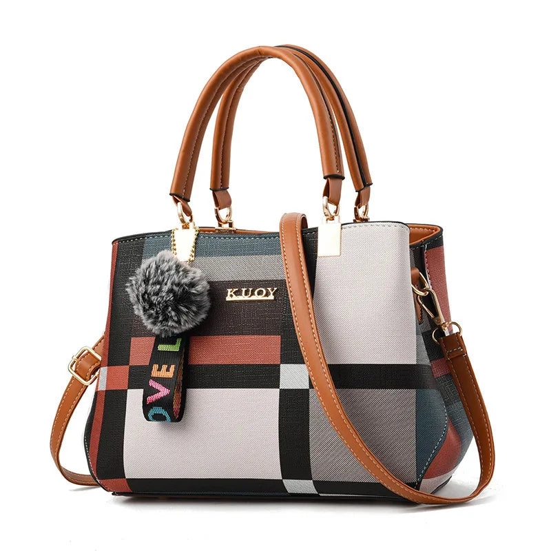 Luxury Vintage Plaid PU Leather Handbag for Women – Crossbody Shoulder Bag