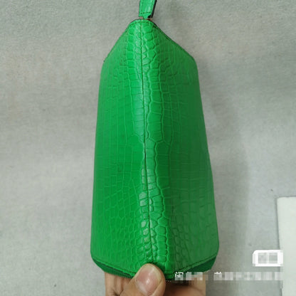 Genuine Crocodile Leather Long Zipper Wallet – Green