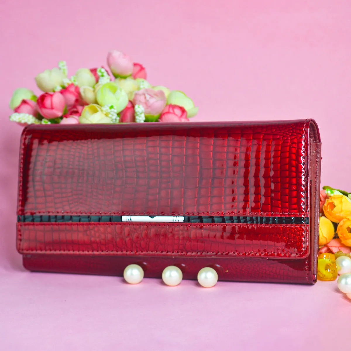 Luxury Crocodile Pattern Leather Wallet for Women