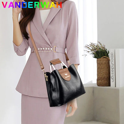 Women's Oil Skin Leather Tote Handbag – Luxury Designer Shoulder Bag