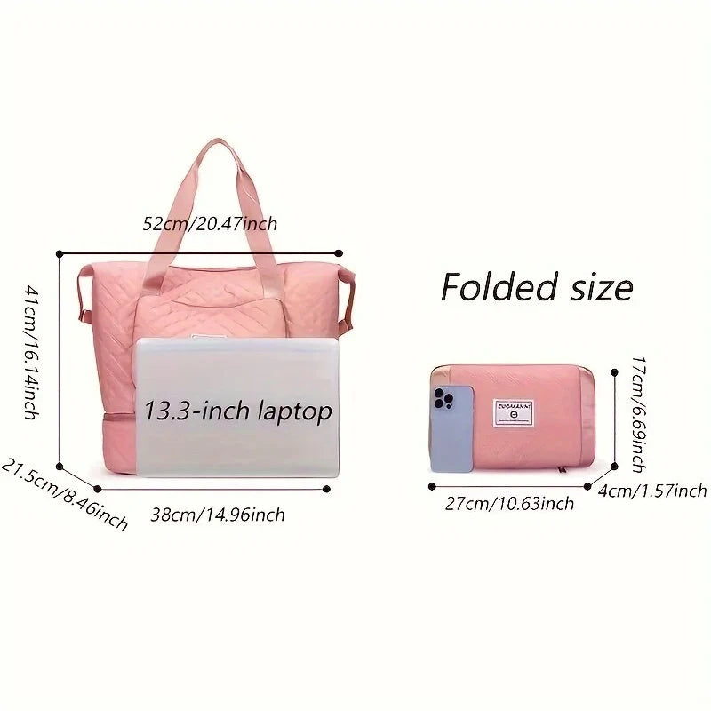 Large Capacity Weekender Bag with Shoe Compartment for Gym & Travel
