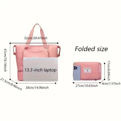 Large Capacity Weekender Bag with Shoe Compartment for Gym & Travel