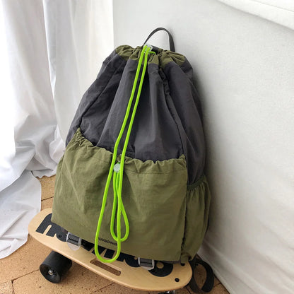 Lightweight Drawstring Backpack – Color-Blocked Sports & Travel Bag