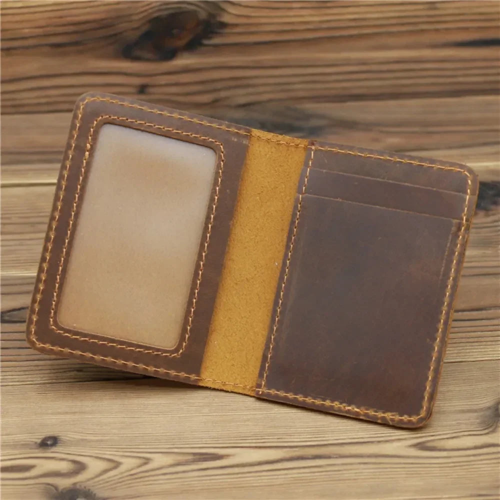 Leather Card Holder Slim Wallet Men Vintage Credit Card Case