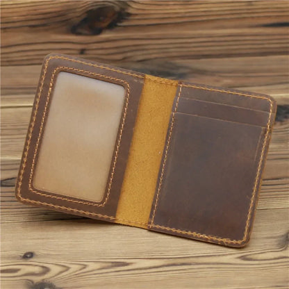 Leather Card Holder Slim Wallet Men Vintage Credit Card Case