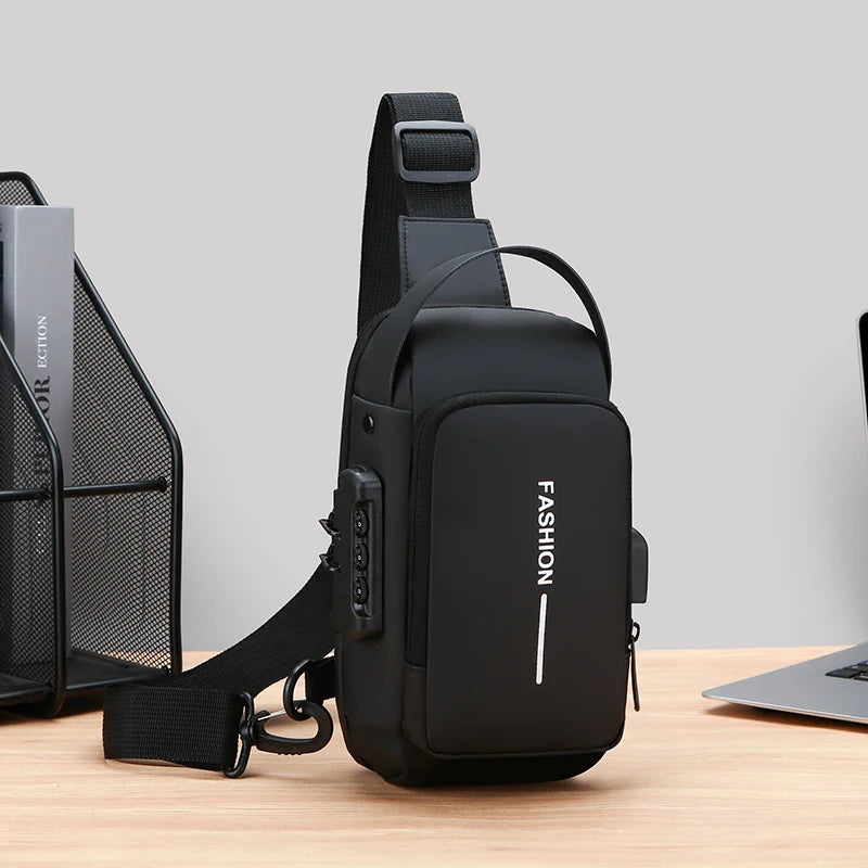 Anti-Theft Chest Bag for Men – USB Charging Crossbody Sling