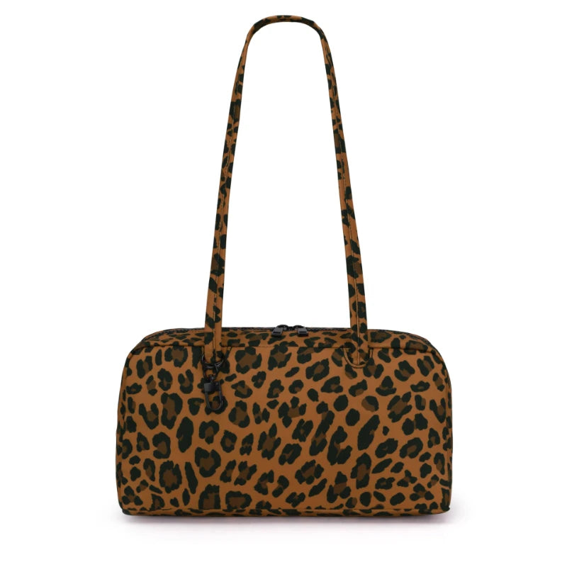 Nylon Shoulder Bag – Polka Dot & Leopard Print Tote for Women