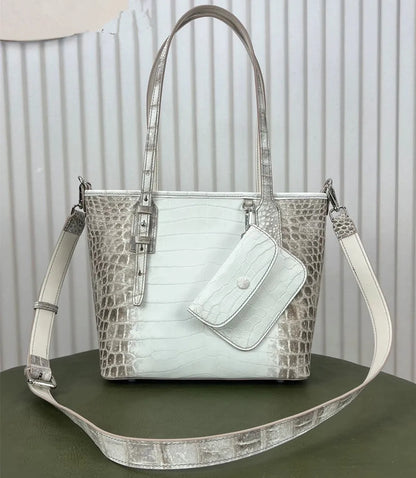 Crocodile Embossed Tote Bag – Women's Large Capacity Shoulder Bag with Mini Purse