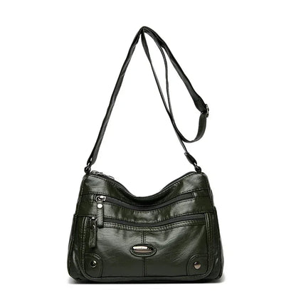 Women's Leather Shoulder Bag – Large Capacity Multi-Pocket Crossbody