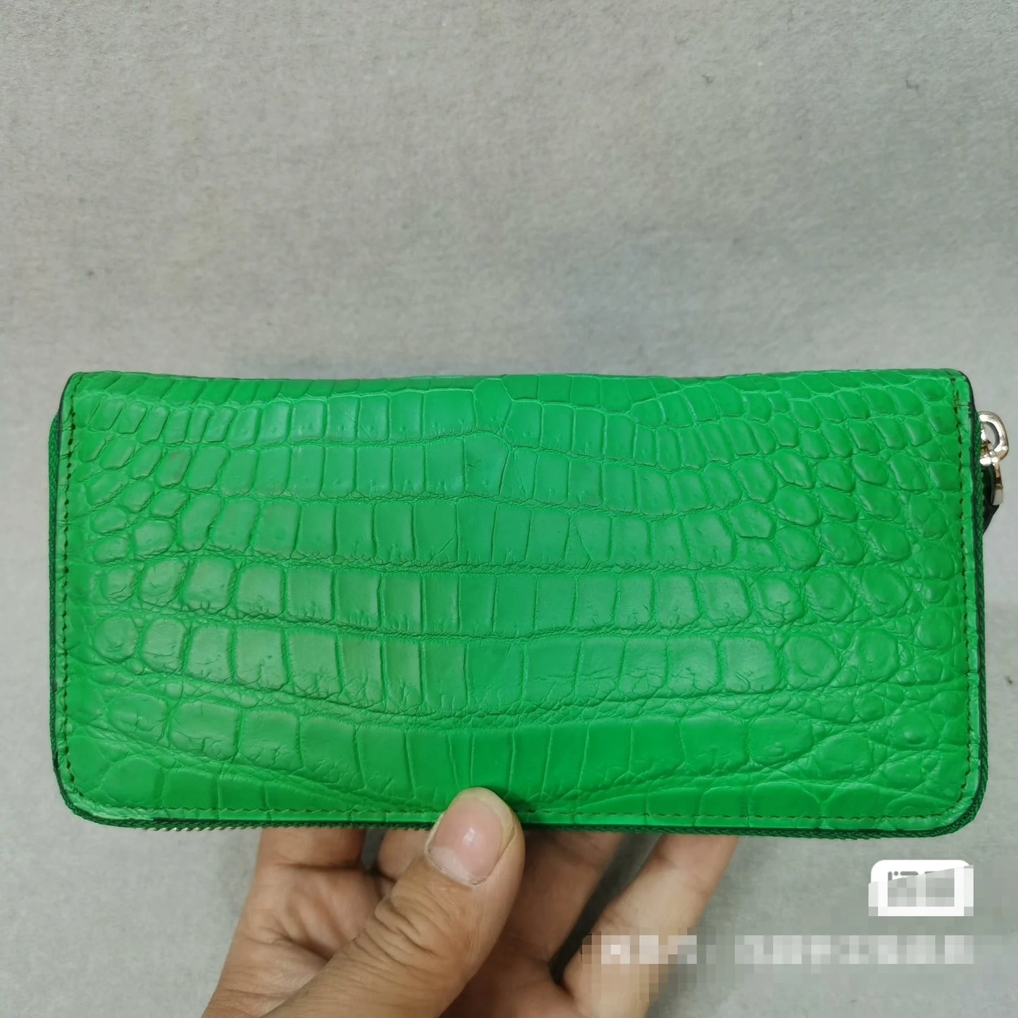 Genuine Crocodile Leather Long Zipper Wallet – Green