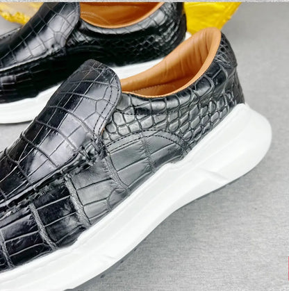Crocodile Leather Men's Slip-On Loafers | Lightweight Sneakers
