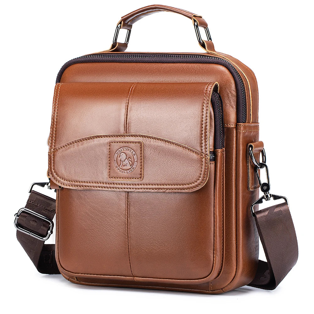 Men's Leather Business Crossbody Bag – Large Capacity Shoulder Bag