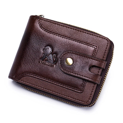 Steel Lion Men's RFID Blocking Genuine Leather Short Wallet