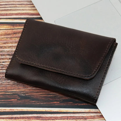 Genuine Cowhide Leather Wallet – Handmade Compact Card Holder