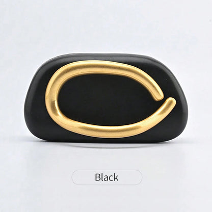 Luxury Oval Clutch Evening Bag with Gold Metal Closure – Women's Mini Handbag