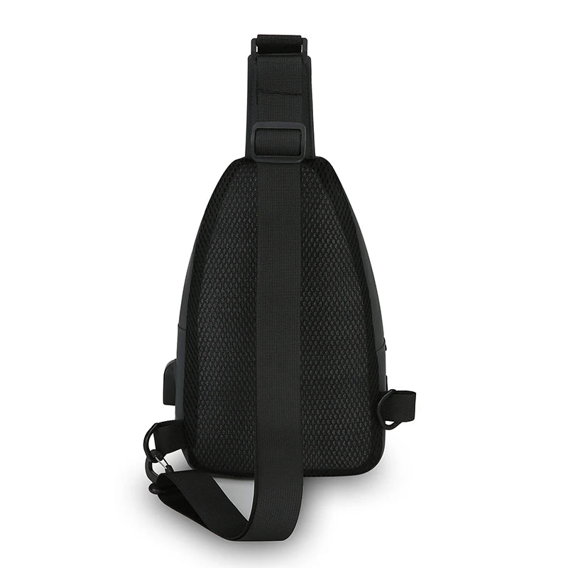 Men's Nylon Crossbody Chest Bag with USB Charging Port
